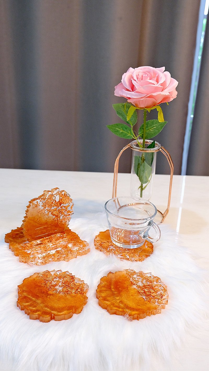 Two-Tone copper rose (set) - 杯墊 - 樹脂 