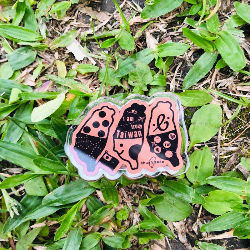 2023文博會 珍奶茶三兄弟 萬用小夾子 厚切壓克力 雙面圖案 - 其他 - 其他材質 