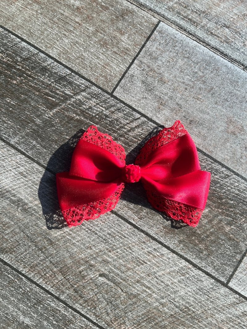 2pcs Ribbon clips Red collection Love me for Lunar newyear and Valentine - 髮圈/髮夾 - 其他材質 