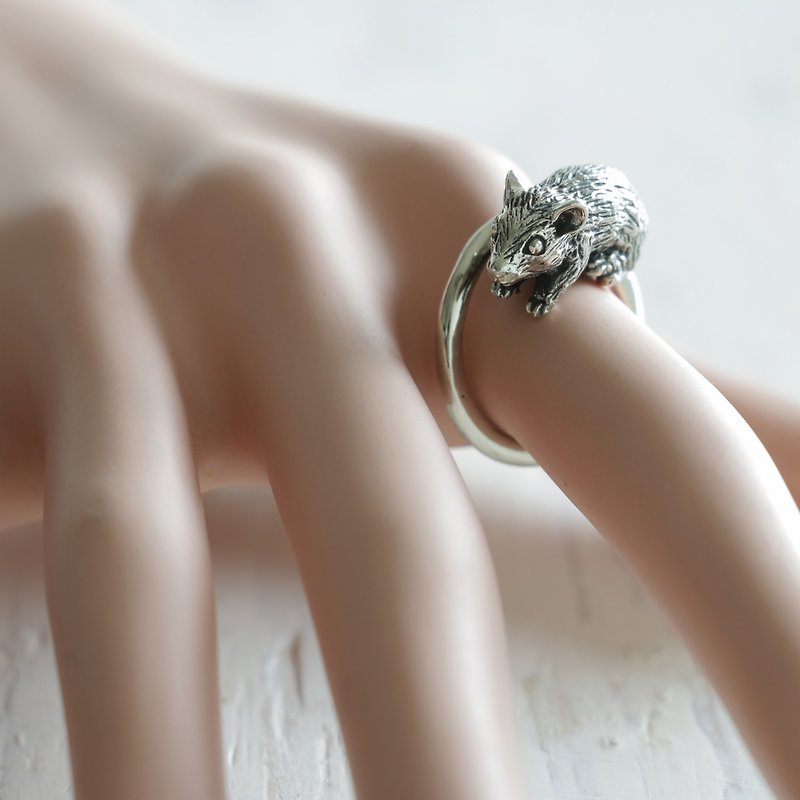小老鼠純銀戒指 - 戒指 - 其他金屬 銀色