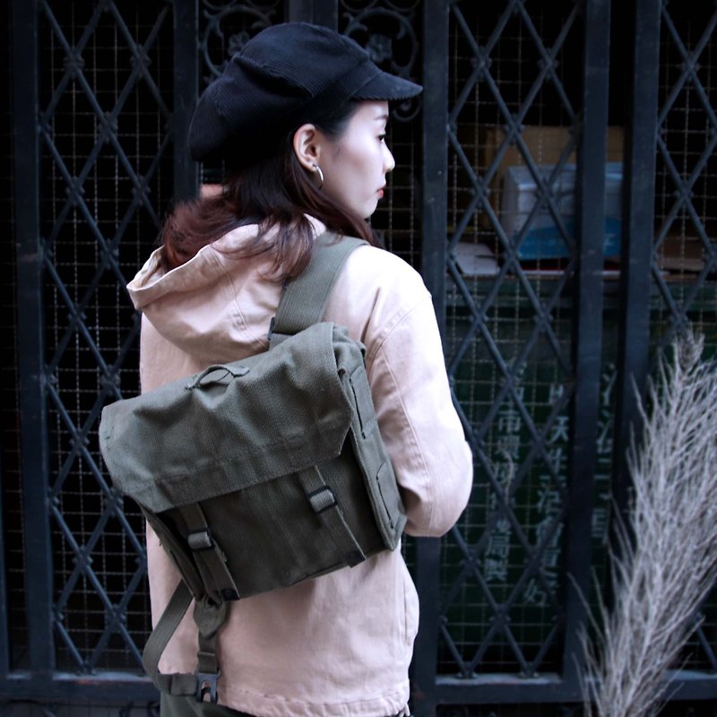 Tsubasa.Y Antique House Military Backpack, Military Canvas Covered Back Military Bag - Backpacks - Other Materials Green