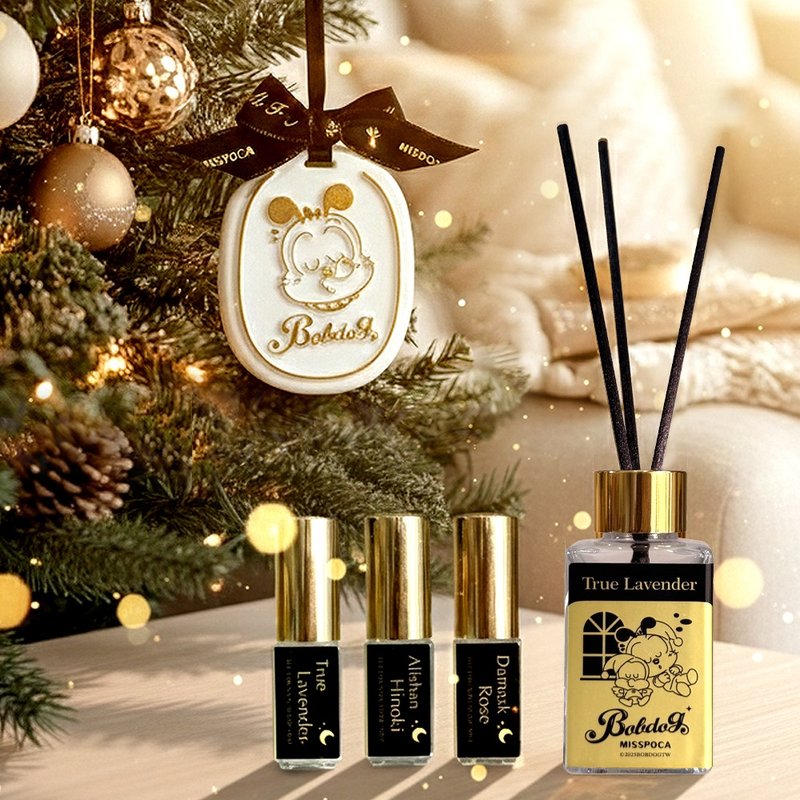 【免運・買1送3】日本Bobdog聯名款 舒眠擴香 豪華5件組禮盒 - 香薰/精油/線香 - 精油 金色