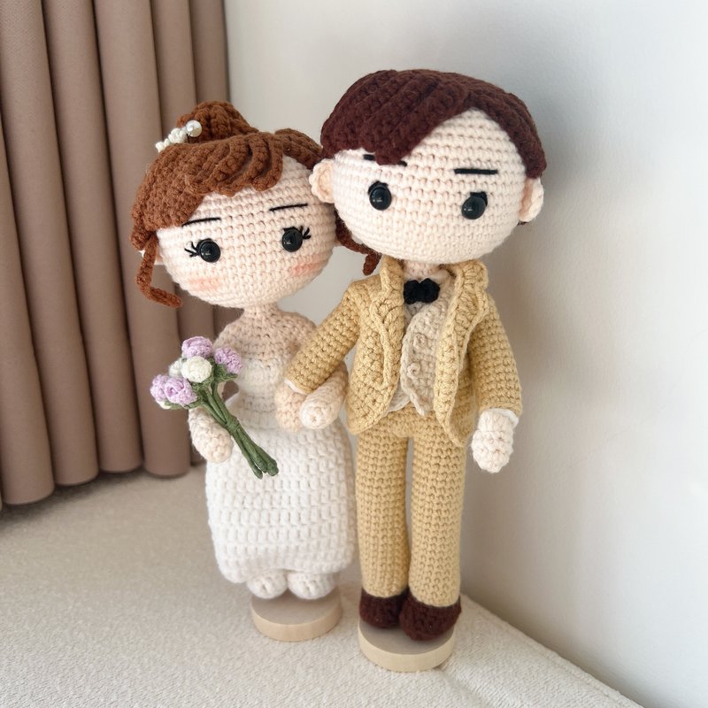 鈎織結婚公仔 - 公仔/玩偶 - 棉．麻 