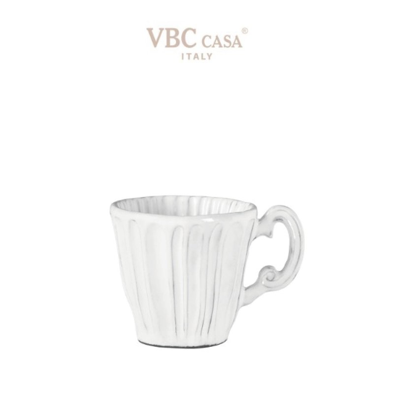 義大利VBC casa 純白條紋系列250ml馬克杯(8.4盎司/7.7cm) - 咖啡杯/馬克杯 - 陶 白色