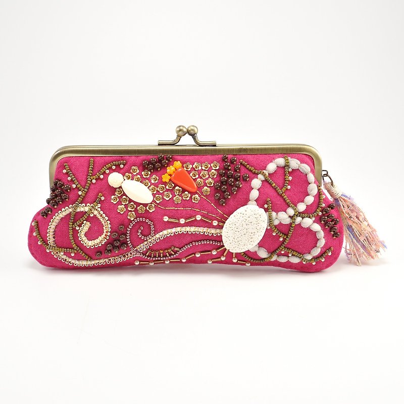 Sparkle and statement glasses and pen case, pink purse, one of a kind,  No,2 - Pencil Cases - Cotton & Hemp Pink