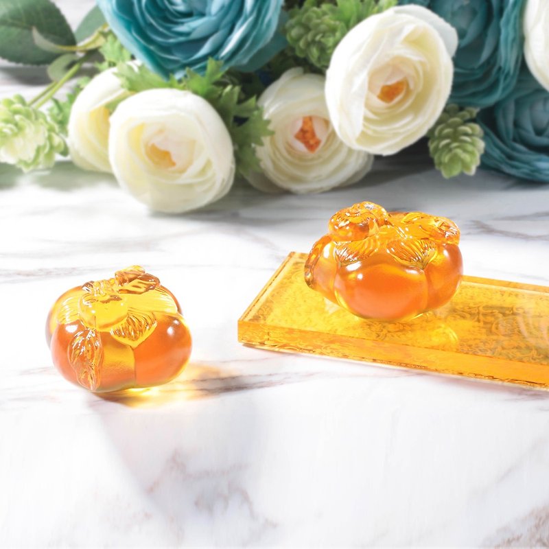 LIULI LIVING Continuous Good Deeds Double Persimmon Double Hobby Good Luck and Popularity Includes Peony Flower Decoration Base - ของวางตกแต่ง - กระจกลาย 