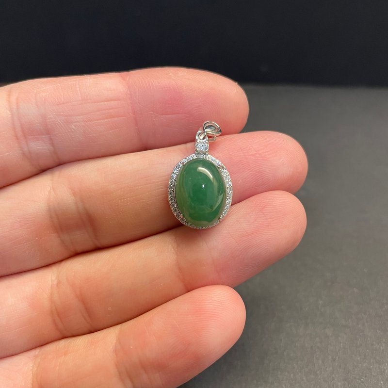 Hanyu Jewelry Natural A Grade Jade Full Green Jade Egg Noodle Pendant Jade Pendant Natural Burmese Jade Egg Noodle - อื่นๆ - หยก 