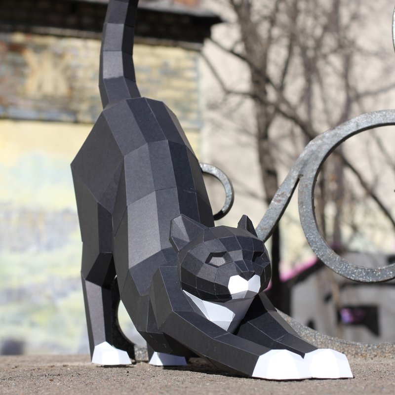 Papercraft Cat Good Morning, Pdf, Gurko, Pepakura, Template, 3D Origami - 手工藝教學/工具書 - 其他材質 
