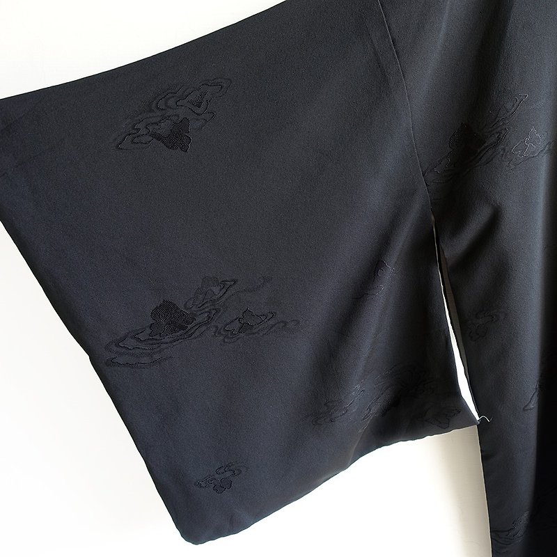 │Slowly │ Japanese antique - light kimono jacket N15 │ ancient. Vintage. Retro. - เสื้อแจ็คเก็ต - วัสดุอื่นๆ สีดำ
