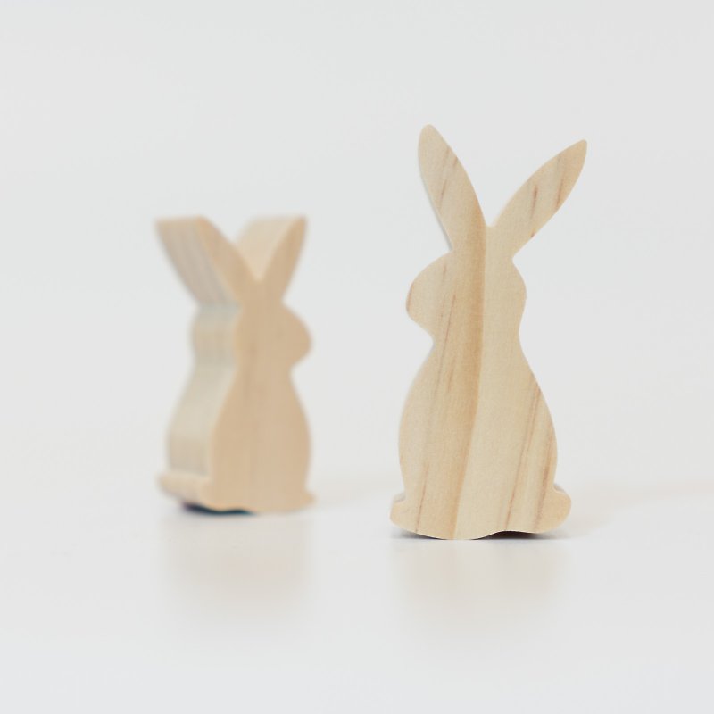 wagaZOO thick-cut building blocks farm series-standing rabbit - ของวางตกแต่ง - ไม้ สีกากี