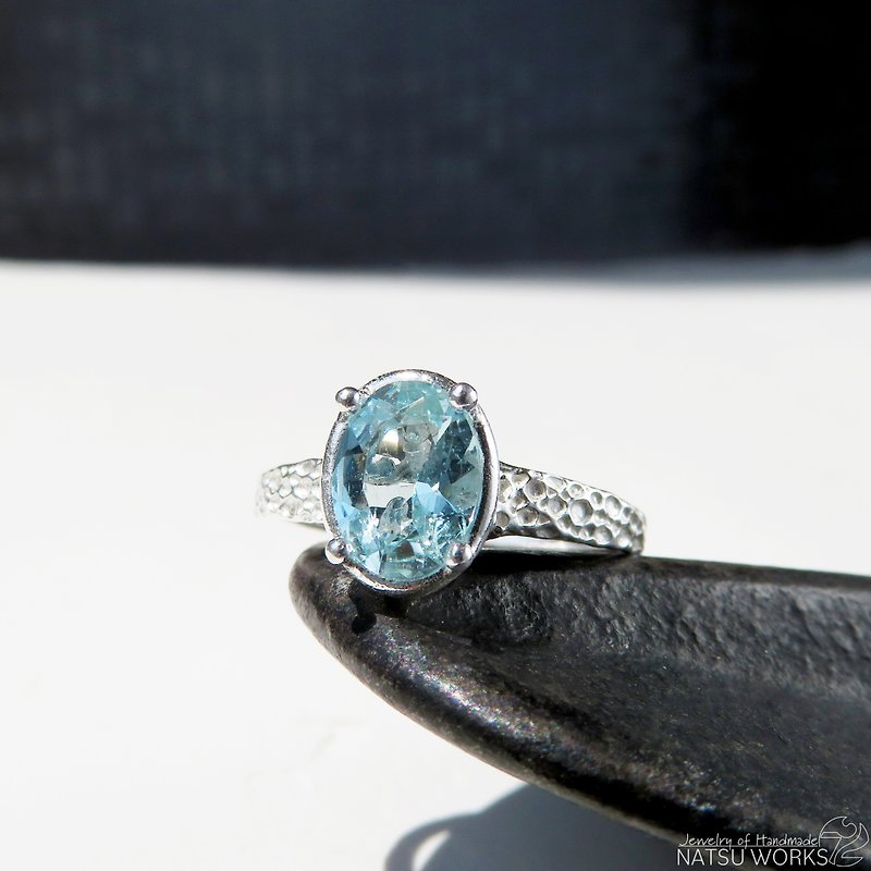 unheated Brazilian Aquamarine Ring - General Rings - Gemstone Blue