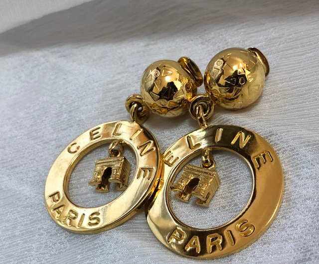 Japan direct delivery name plate used package] CELINE Celine star ball logo  circle Arc de Clip-On vintage accessories gold 5z8565 - Shop solo-vintage  Earrings & Clip-ons - Pinkoi