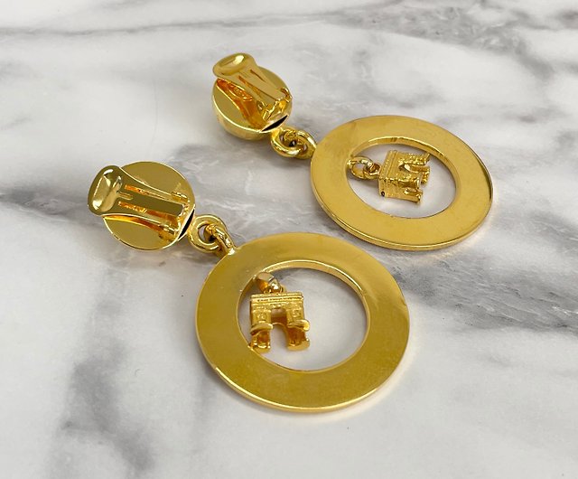 Japan direct delivery name plate used package] CELINE Celine star ball logo  circle Arc de Clip-On vintage accessories gold 5z8565 - Shop solo-vintage  Earrings & Clip-ons - Pinkoi