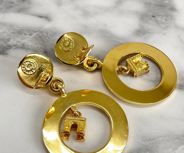 Japan direct delivery name plate used package] CELINE Celine star ball logo  circle Arc de Clip-On vintage accessories gold 5z8565 - Shop solo-vintage  Earrings & Clip-ons - Pinkoi