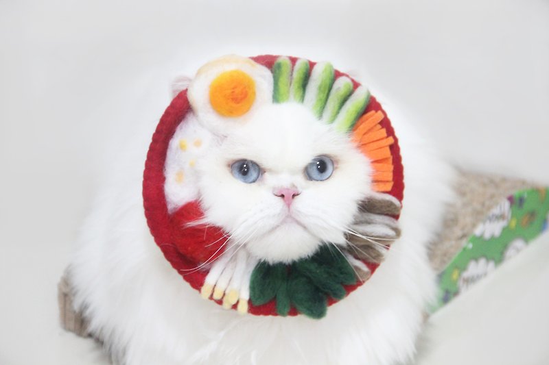Wool Felt Korean Food Bibimbap Bowl | Pet Costume | Pet Photo Prop - 寵物衣服 - 羊毛 