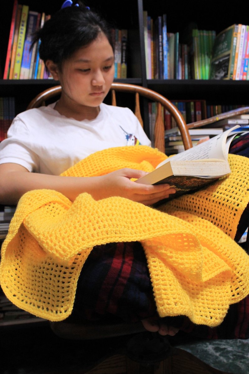おばあちゃんの手作りの毛布、明るい、陽気な黄色 - 毛布・かけ布団 - アクリル 