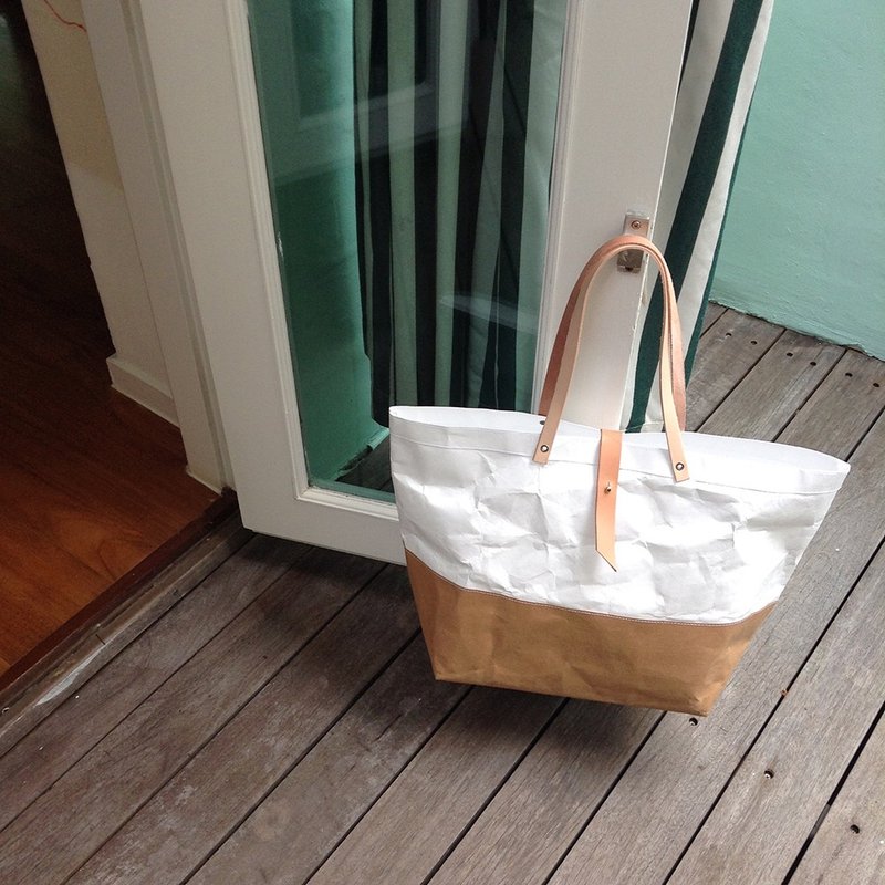 托特包 Tyvek and Kraft paper Shoulder bag /防水 /抗撕破 /牛皮紙 /日常包款 /環保袋 - 其他 - 紙 咖啡色