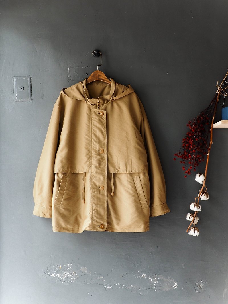 River Hill - Tea time Kabuqinuo warm windbreaker jacket lapel antique vintage trench coat vintage oversize - เสื้อแจ็คเก็ต - วัสดุอื่นๆ สีกากี