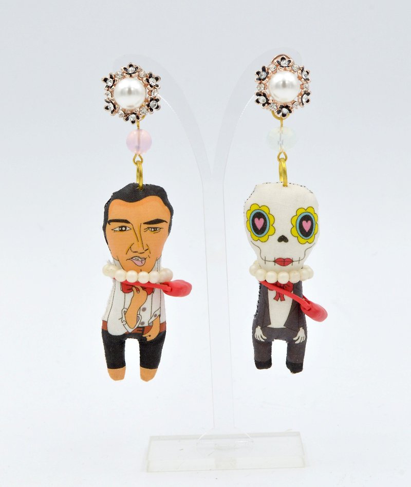 TIMBEE LO 貓王皮禮士 手製布娃娃耳環 每款一隻 單隻發售 - 耳環/耳夾 - 聚酯纖維 多色