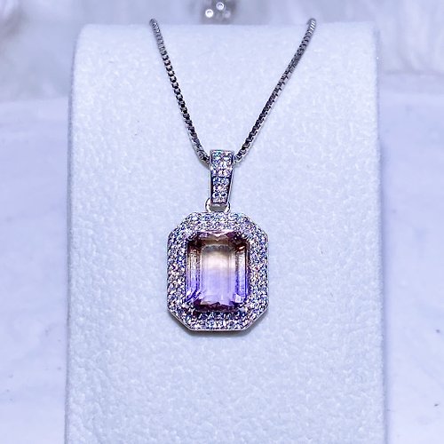 Purnima Magic Salon 天然寶石 天然紫黃晶 貴氣寶石項鍊 3.4克拉 925純銀