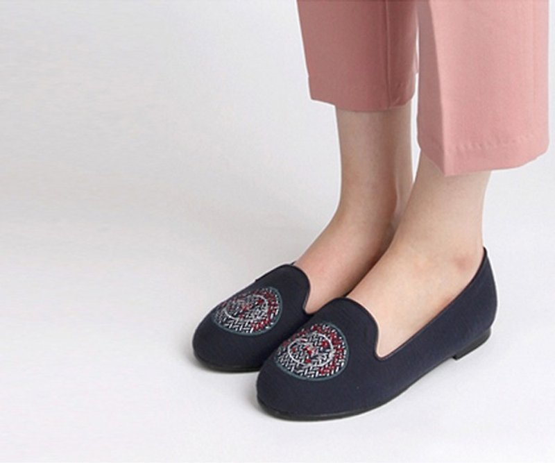 SPUR Herringbone patch flats JS8014 NAVY - Women's Casual Shoes - Other Materials 
