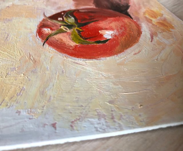 赤いトマトの静物画 オリジナル油絵 ウォールアート モダン