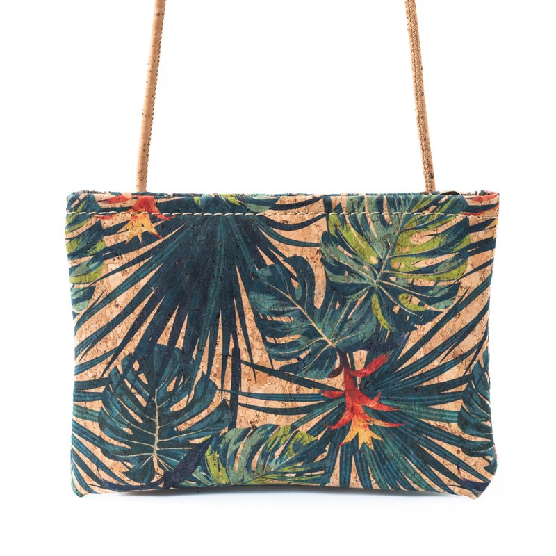 Cork leather sacoche (palm leaf) - Messenger Bags & Sling Bags - Eco-Friendly Materials Multicolor