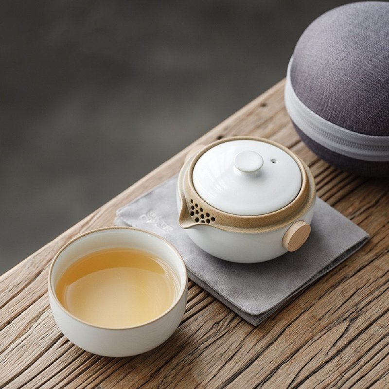 聞說|日式悅白知融粗陶快客杯 - 茶壺/茶杯/茶具 - 陶 白色