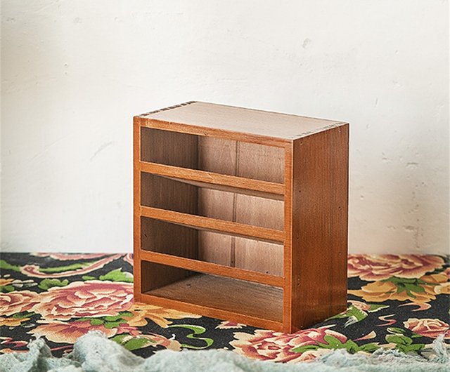 Wood Storage Cabinet Cosmetic Case Brown Display Shelf Cupboard