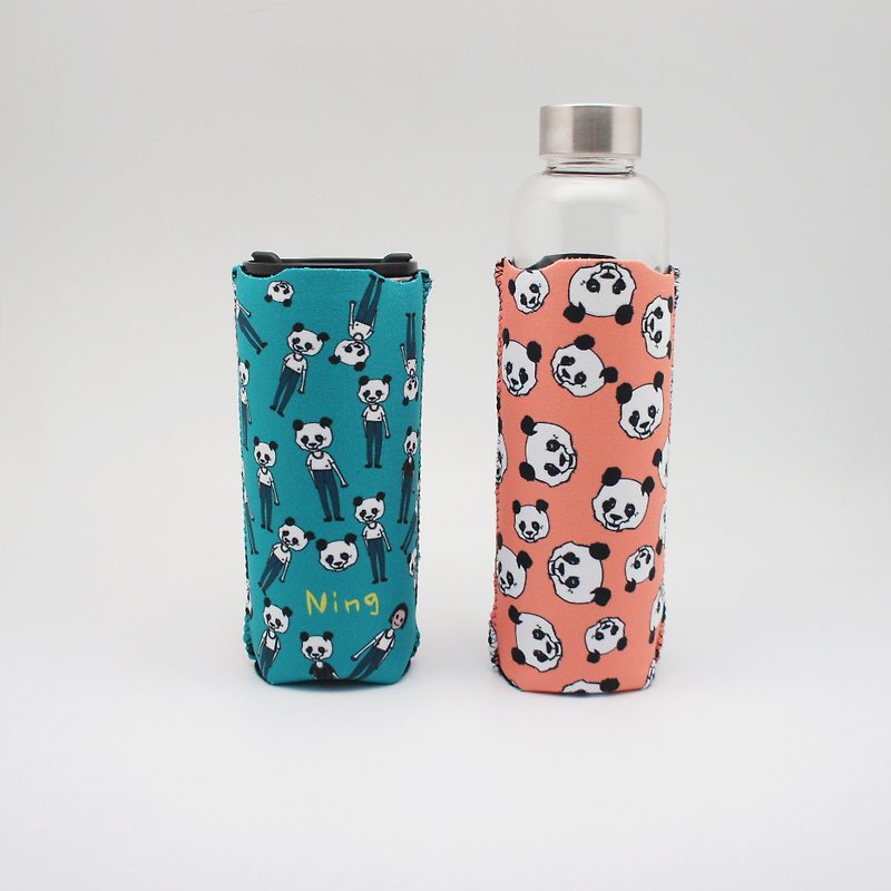 BLR 保溫瓶套 水壺套 張寧 聯名款 熊貓人 - 飲料提袋/杯袋/杯套 - 其他材質 綠色