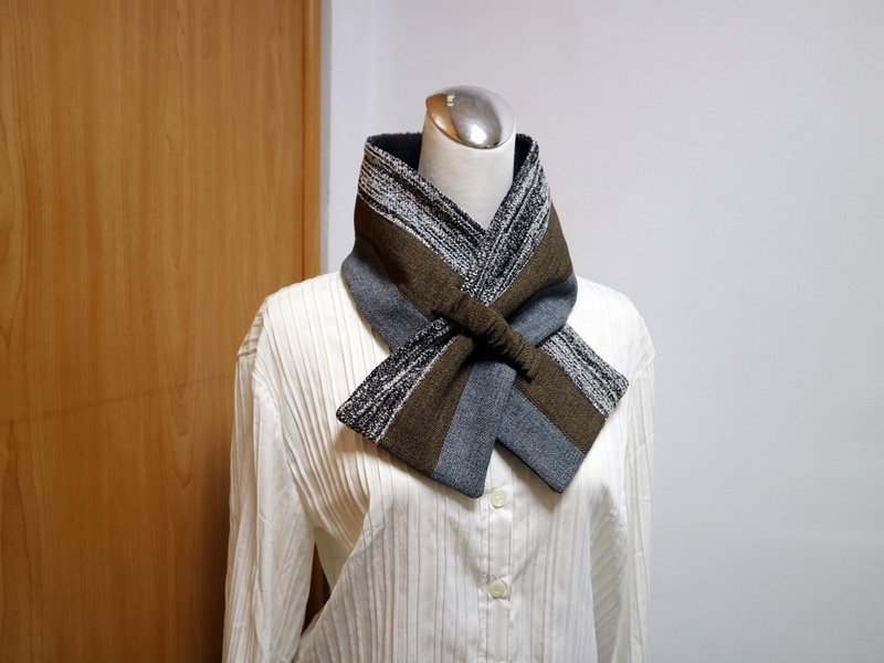 拼接可調式短圍巾.scarf 保暖圍脖 雙面雙色 大人.小孩均適用 - 圍巾/披肩 - 其他材質 多色