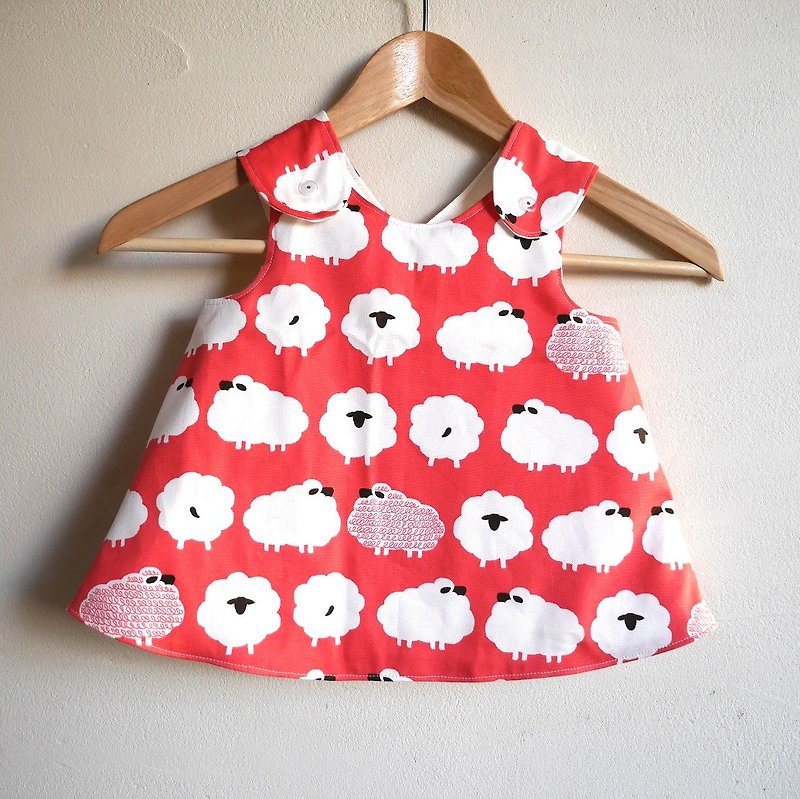6-12month】Baby Crossover Tunic/pink sheep - その他 - コットン・麻 ピンク