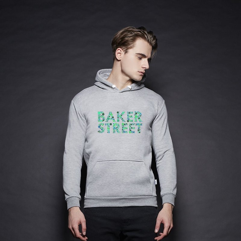 British Fashion Brand [Baker Street] Ishihara Fonts  Printed Hoodie - Unisex Hoodies & T-Shirts - Cotton & Hemp Gray
