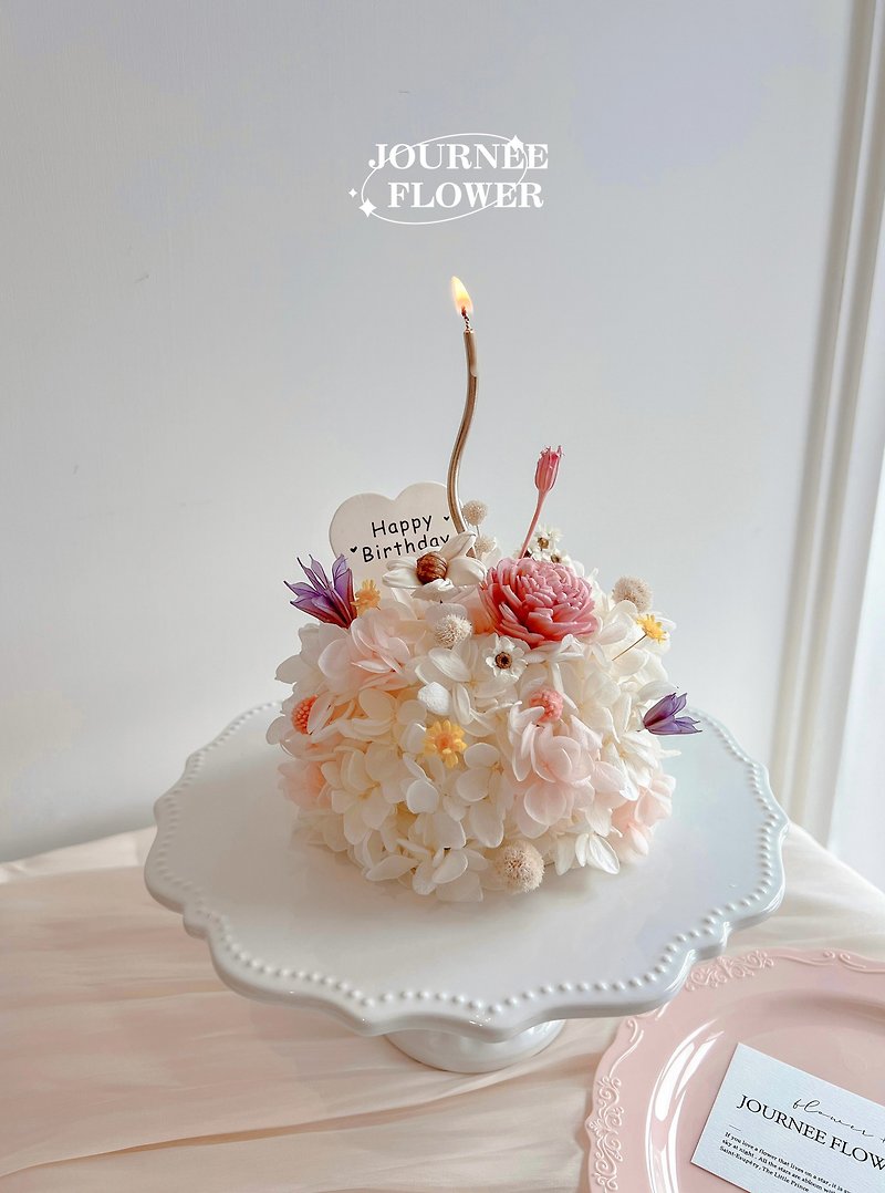 Journee Vanilla Cream Flower Cake Gift Box Preserved Flowers Dried Flower Cake Dry Bouquet - Dried Flowers & Bouquets - Plants & Flowers 