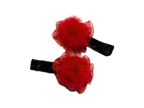 ribbons-mom 2pcs Ribbon hair clip Red collection Rose