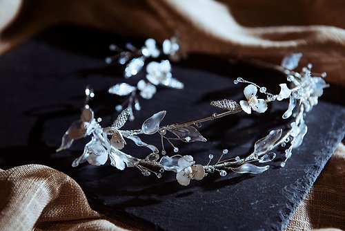 Lady Elegance 原創手工新娘飾品純真的愛-施華洛世奇珍珠水晶髮箍