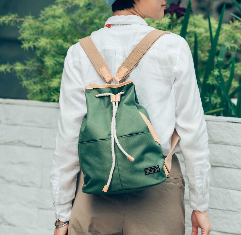 防潑水 真皮 原創簡約設計 手袋背包 單肩包 - 綠色 - 背囊/背包 - 其他材質 綠色