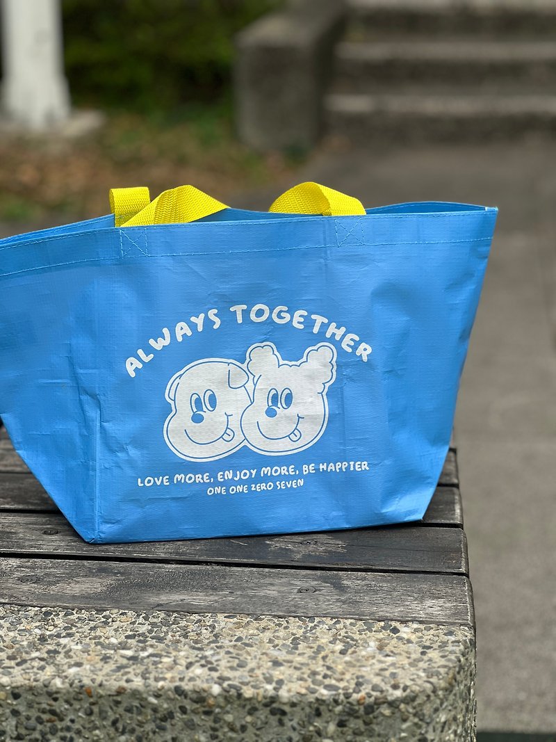 【1107 one one zero seven】Everyday Bag shopping woven bag (blue) - Handbags & Totes - Plastic 