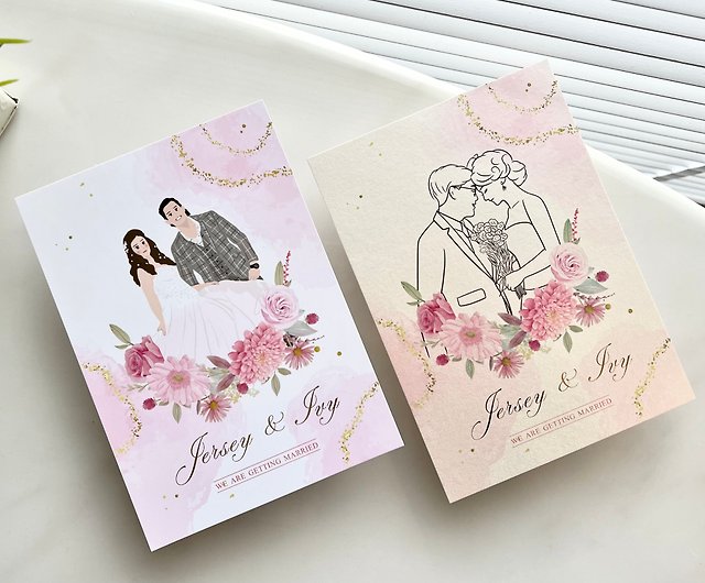 Similar Painting Wedding Invitations] Hot stamping wedding invitations  including envelope stickers/Only photos required/Minimum printing of 50  wedding invitations - Shop Spring Wedding Invitation Wedding Invitations -  Pinkoi