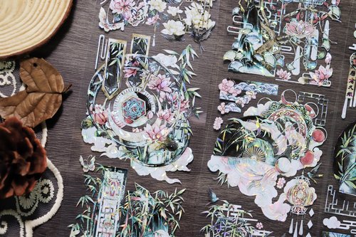 巫女sama事務所 落江南 東方古風造景 PET 紙膠帶 貝殼光 / 割型貼紙卷 星光膜