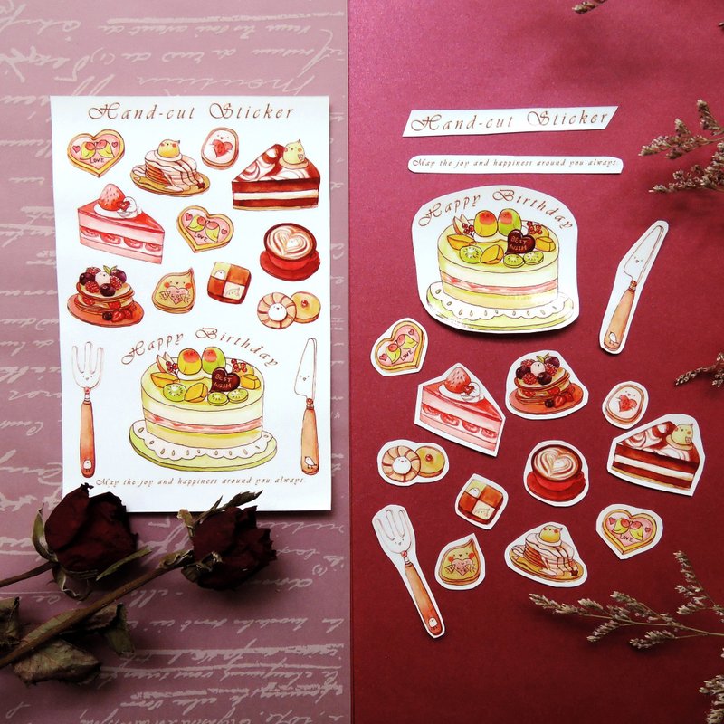 Little bird afternoon tea with own scrapbooking paper - สติกเกอร์ - กระดาษ สีส้ม