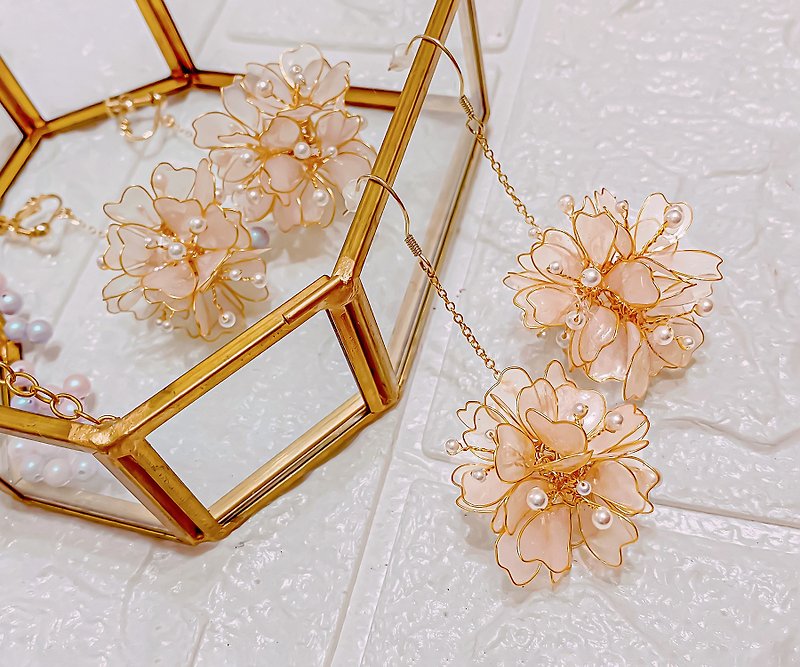 Other Materials Earrings & Clip-ons - Sakura Ball earring UV resin handmade jewelry