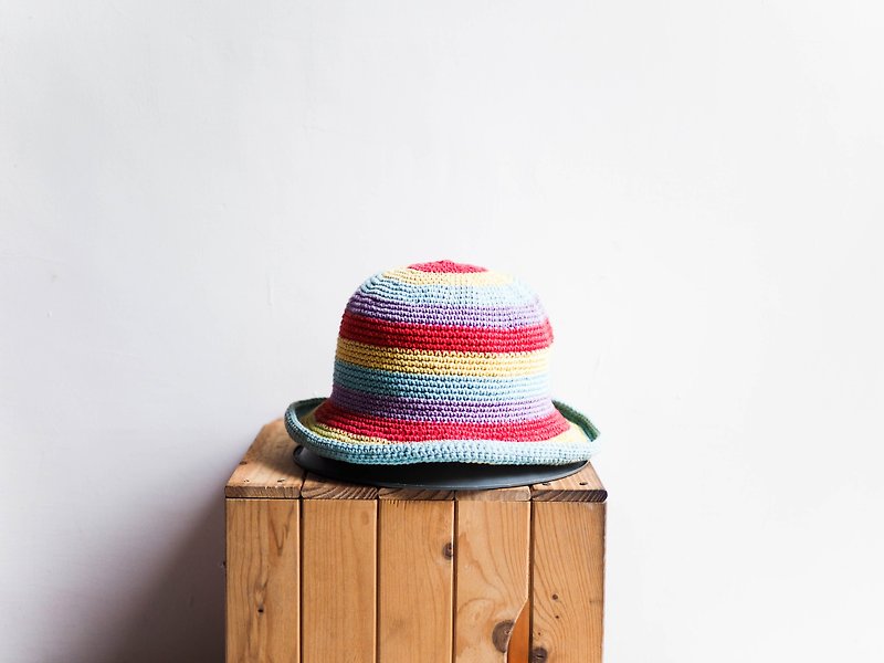 River Water Mountain - Aichi Rotary Rotation Color Love Season Antique Dome Weave Fisherman Hat Bucket Hat - หมวก - ผ้าฝ้าย/ผ้าลินิน หลากหลายสี