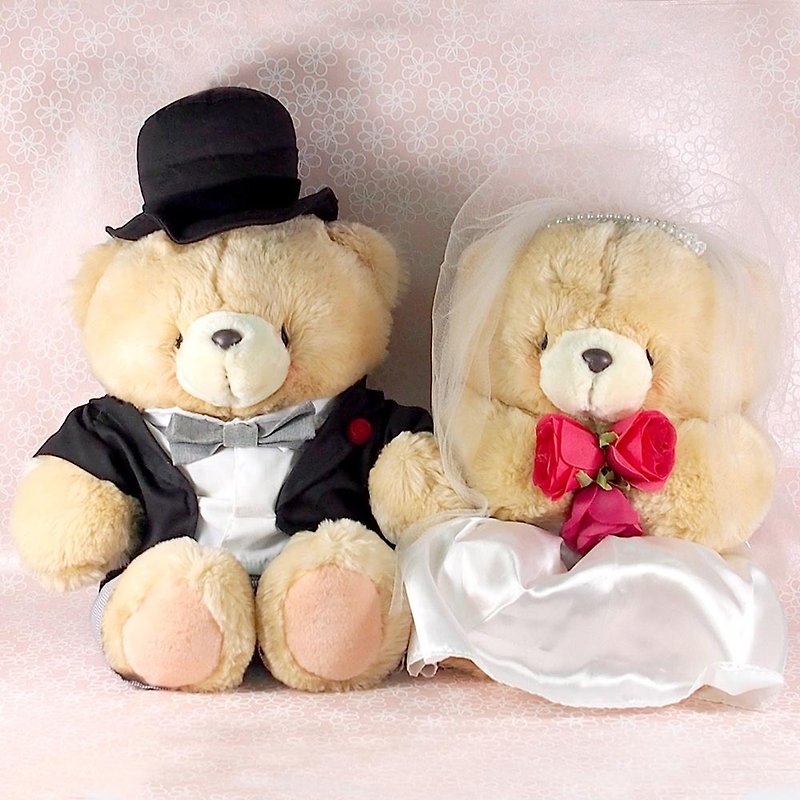 12 inches/gentleman married double pair of fluffy bears [Hallmark-ForeverFriends-wedding series] - ตุ๊กตา - วัสดุอื่นๆ หลากหลายสี