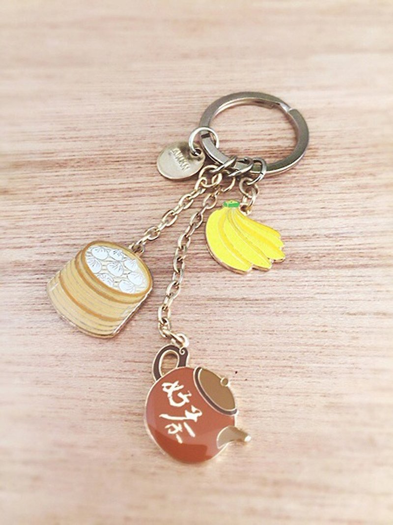 Golden Love Taiwan Key Chain - Taiwanese Cuisine - Keychains - Other Metals Gold