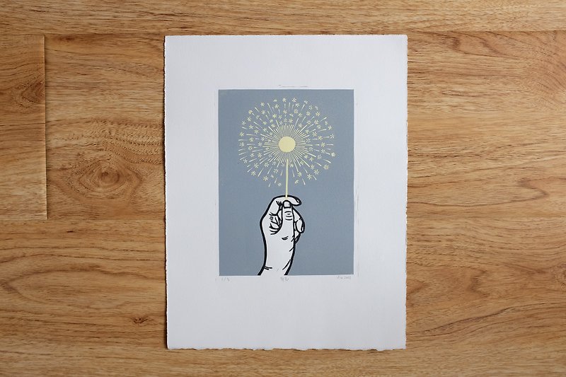 linocut Linen offset prints out of print color prints with light - Posters - Paper 