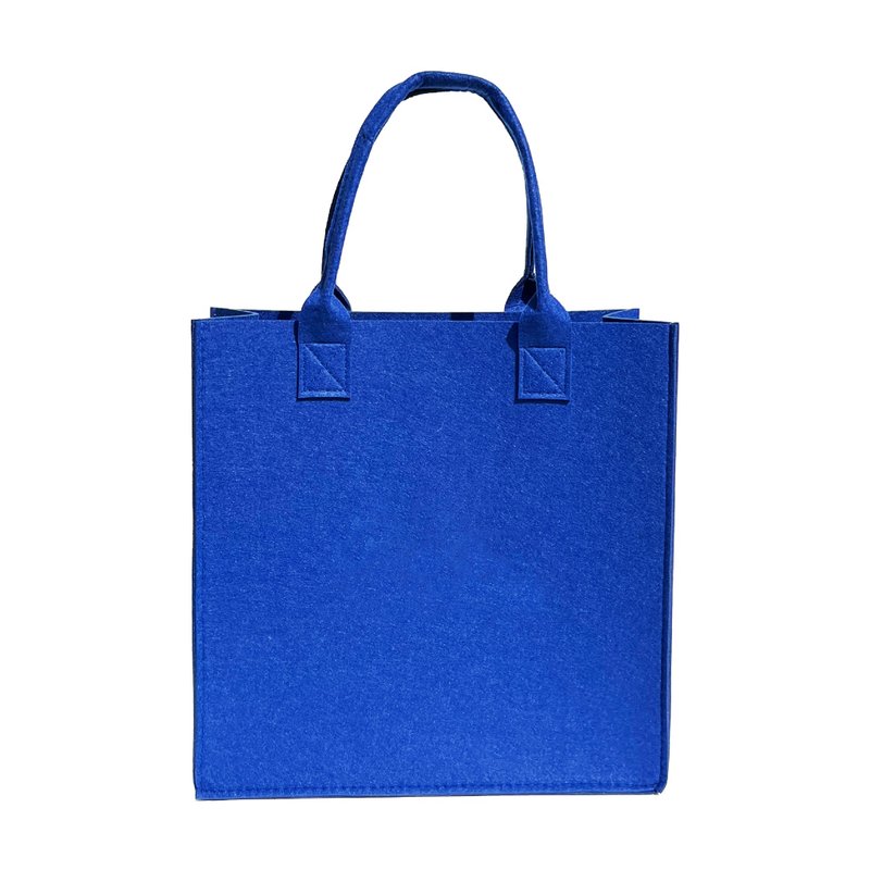 Felt bag plain color block Klein blue - กระเป๋าถือ - ขนแกะ สีน้ำเงิน