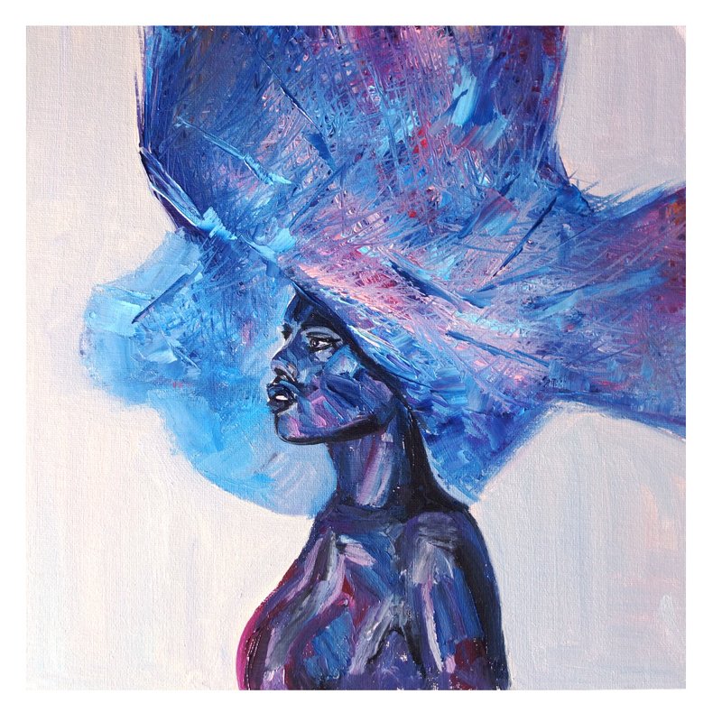 Abstract Girl Painting Oil African Woman Original Art Artwork Impasto Canvas Art - 海報/掛畫/掛布 - 其他材質 多色