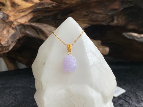 淳玉晶品坊 免費開光 快速出貨 天然A貨緬甸玉翡翠紫羅蘭貔貅項鍊14K包金項鍊
