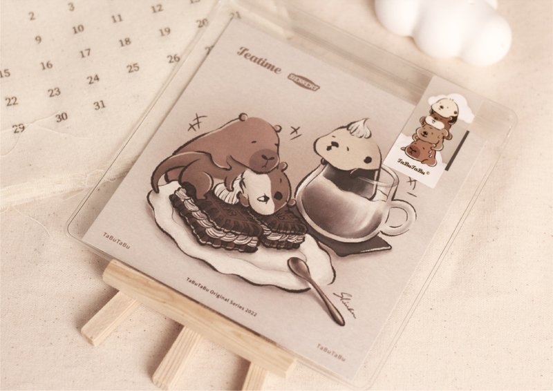 慵懶下午茶 厚磅質感小卡 雙面 13*13 cm - 卡片/明信片 - 紙 白色